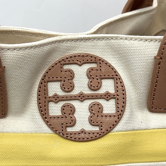 Tory Burch logo color block canvas with leather trim tote - Picture 6 of 9